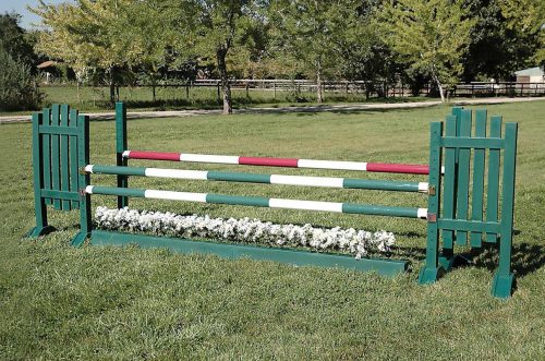 burlingham sports 5ft solid color jump standards brown picket wing oxer complete jump asa16