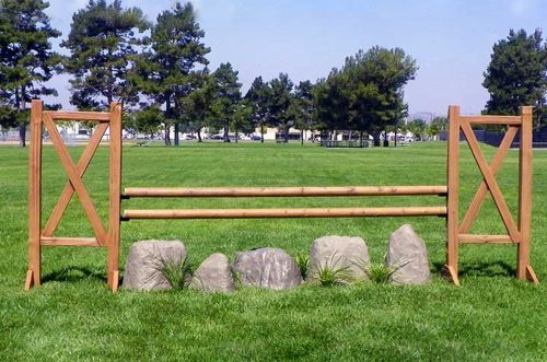 cedar split rail standards complete jump with rock set