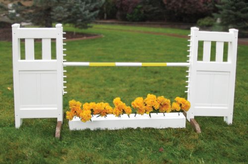 solid picket top jump set with flower box and yellow soft pole