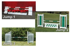 holiday kid jumps course holiday jump, color panel jump, and slant picket jump sets