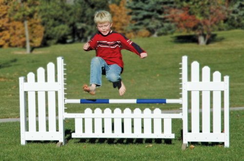 slant picket jump set and child jumping