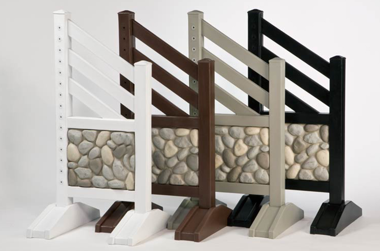 stonejumpstandards83xsw stone wall jump standards with complete jump in white, brown, grey, and black