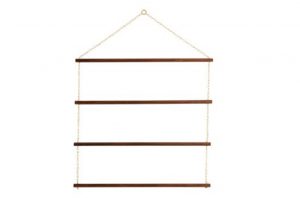 brass and wood rack 4 tier wide