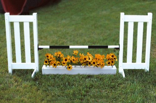 double picket kid jump with flower box