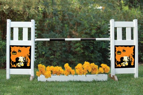 solid picket top jump set with flower box and halloween graphic panels