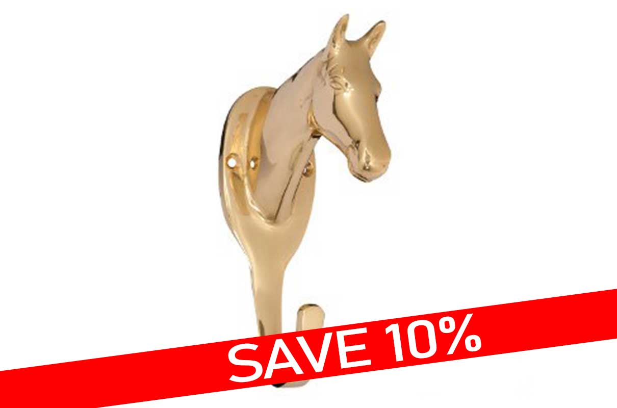 Brass Large Horse Head Hook - Stable Equipment - Arena Supplies
