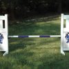 solid picket top jump set with blue horse graphic panels