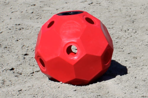 hay ball feeder 2 inch holes red