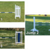 simple trainer jump course. skinny picket, kid schooling, color panel