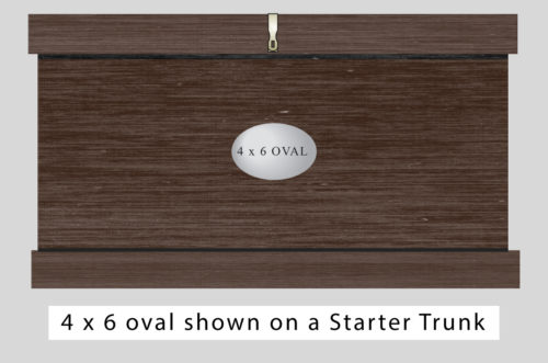 chrome oval name plate 4 x 6 on trunk
