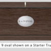 chrome oval name plate 6 x 9 on trunk