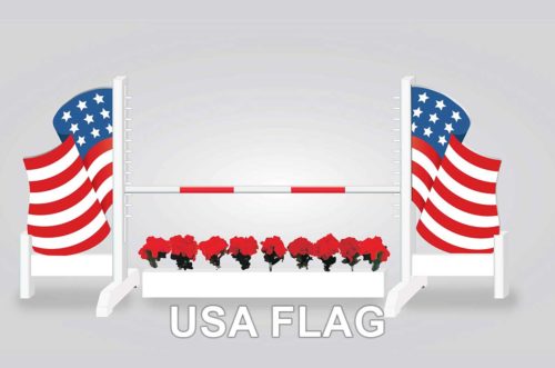 usa flag with flowerbox